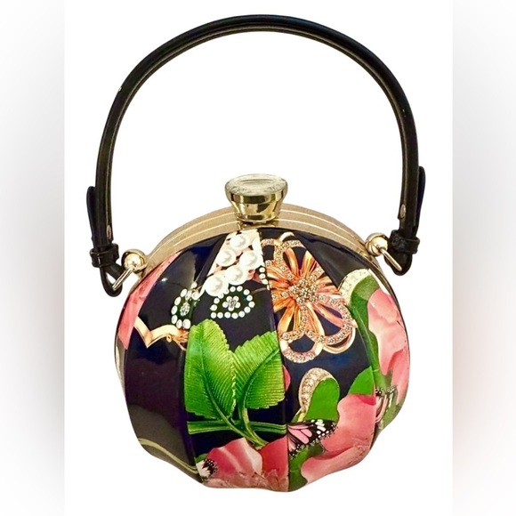Amma Jo Handbags - Floral and Gold Globe Statement Handbag
